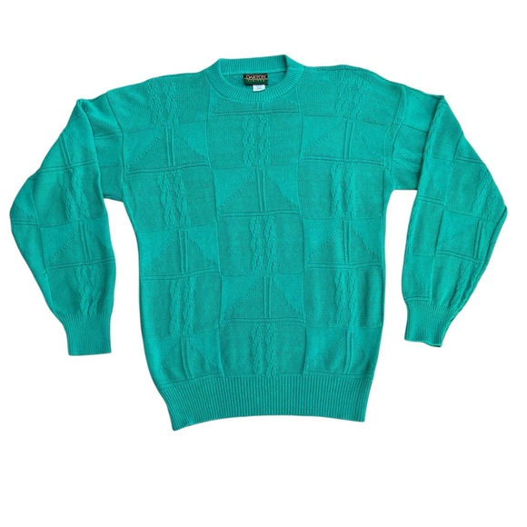 Vintage Other - Vintage Men's Teal Crewneck Sweater
